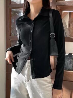 🆓 FREE: $12+ purchase | DAZY Classic Black Button-Down Long Sleeve Shirt Top
